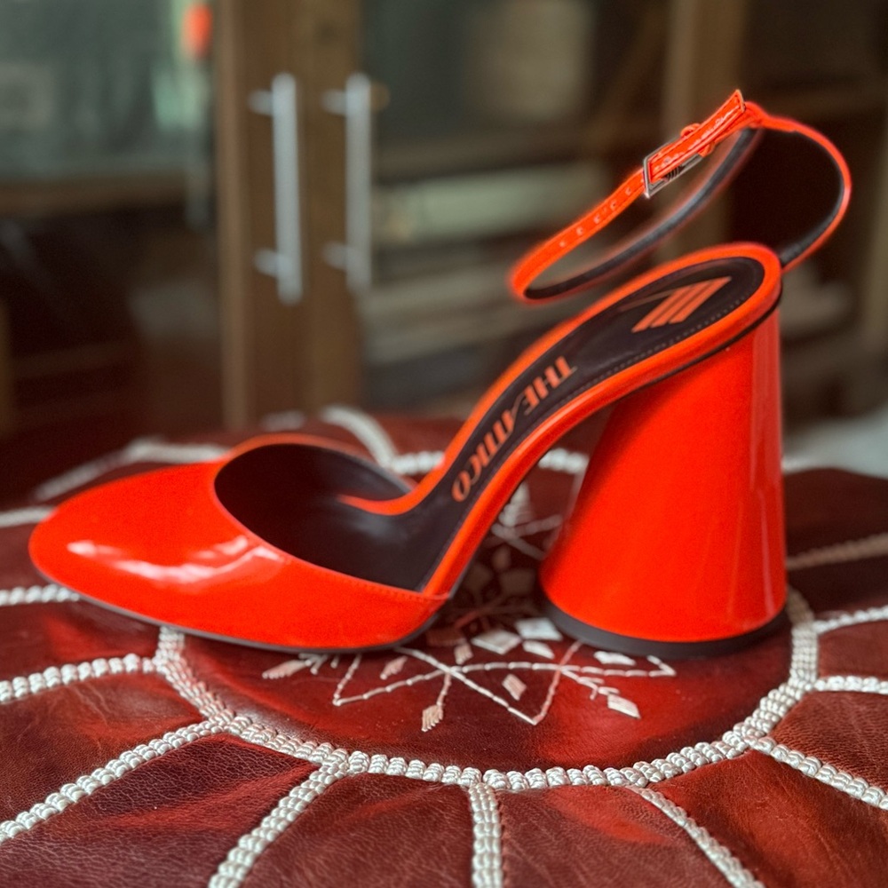 Rare ATTICO  Orange leather sandals heels pumps - Picture 6 of 15